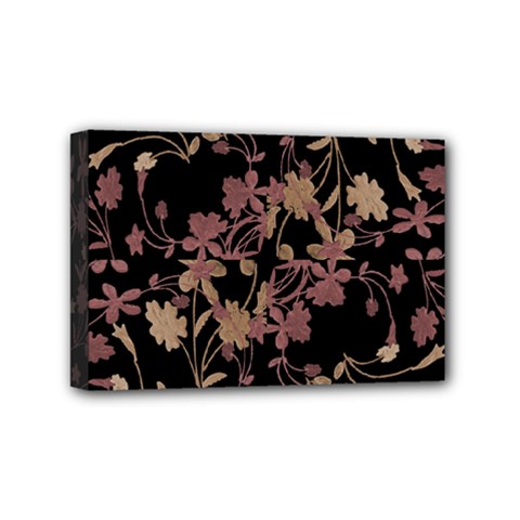 Dark Floral Ornate Print Mini Canvas 6  X 4  (stretched) by dflcprintsclothing