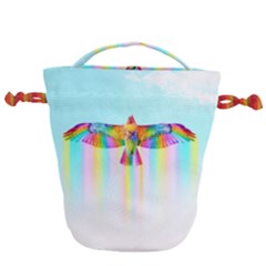Rainbow Bird Drawstring Bucket Bag by Sparkle