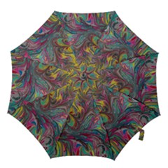 Abstract Marbling Hook Handle Umbrellas (medium) by kaleidomarblingart