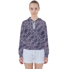 Violet Textured Mosaic Ornate Print Women s Tie Up Sweat by dflcprintsclothing