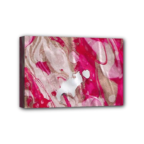 Magenta On Pink Mini Canvas 6  X 4  (stretched) by kaleidomarblingart