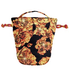 Copper Floral Drawstring Bucket Bag by Janetaudreywilson