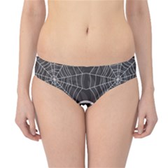 Skull And Spider Web On Dark Background Hipster Bikini Bottoms by FloraaplusDesign