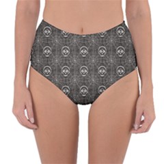 Skull And Spider Web On Dark Background Reversible High-waist Bikini Bottoms by FloraaplusDesign