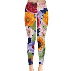 Watercolor Print Floral Design Leggings  by designsbymallika