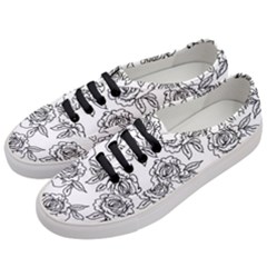 Line Art Black And White Rose Women s Classic Low Top Sneakers by MintanArt