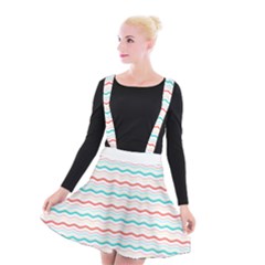 Aqua Coral Waves Suspender Skater Skirt by CuteKingdom