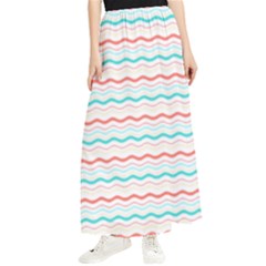 Aqua Coral Waves Maxi Chiffon Skirt by CuteKingdom
