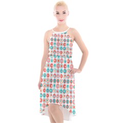 Aqua Coral Circles High-low Halter Chiffon Dress  by CuteKingdom