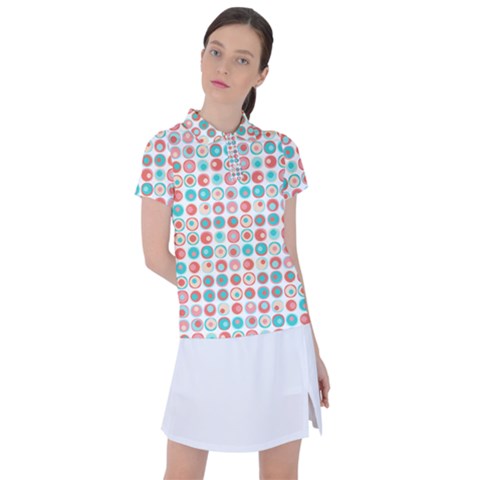 Aqua Coral Circles Women s Polo Tee by CuteKingdom