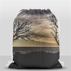 Coastal Sunset Scene At Montevideo City, Uruguay Drawstring Bag (small) by dflcprintsclothing