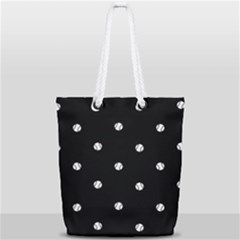 Black And White Baseball Motif Pattern Full Print Rope Handle Tote (small) by dflcprintsclothing