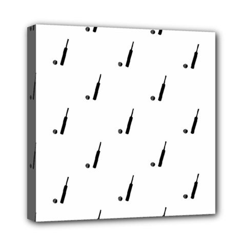 Black And White Cricket Sport Motif Print Pattern Mini Canvas 8  X 8  (stretched) by dflcprintsclothing