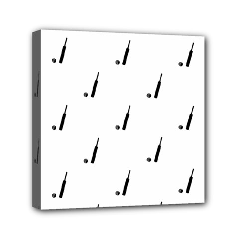Black And White Cricket Sport Motif Print Pattern Mini Canvas 6  X 6  (stretched) by dflcprintsclothing