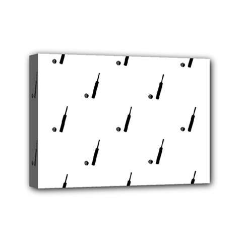 Black And White Cricket Sport Motif Print Pattern Mini Canvas 7  X 5  (stretched) by dflcprintsclothing