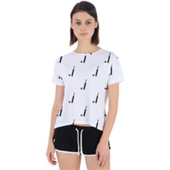 Black And White Cricket Sport Motif Print Pattern Open Back Sport Tee by dflcprintsclothing