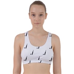 Black And White Cricket Sport Motif Print Pattern Back Weave Sports Bra by dflcprintsclothing