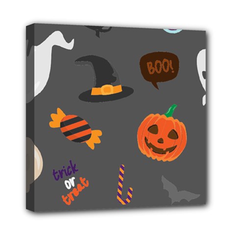 Halloween Themed Seamless Repeat Pattern Mini Canvas 8  X 8  (stretched) by KentuckyClothing