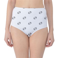 American Football Ball Motif Print Pattern Classic High-waist Bikini Bottoms by dflcprintsclothing