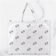 American Football Ball Motif Print Pattern Zipper Large Tote Bag by dflcprintsclothing