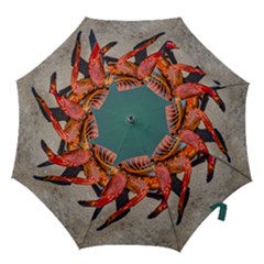 Colored Crab, Galapagos Island, Ecuador Hook Handle Umbrellas (medium) by dflcprintsclothing