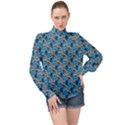 Abstract Illusion High Neck Long Sleeve Chiffon Top View1