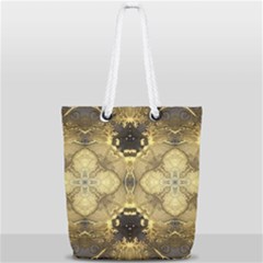 Black And Gold Full Print Rope Handle Tote (small) by Dazzleway