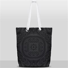 Black And Gray Full Print Rope Handle Tote (small) by Dazzleway
