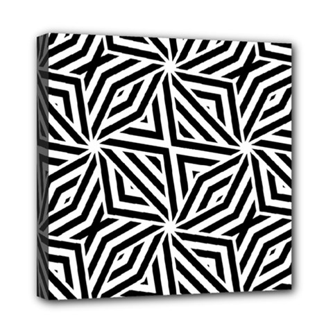 Black And White Abstract Lines, Geometric Pattern Mini Canvas 8  X 8  (stretched) by Casemiro