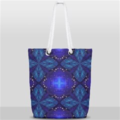 Blue Ornate Full Print Rope Handle Tote (small) by Dazzleway
