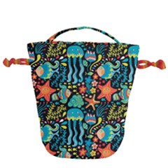 Sea Animals Drawstring Bucket Bag by goljakoff