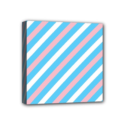 Transgender Pride Diagonal Stripes Pattern Mini Canvas 4  X 4  (stretched) by VernenInk