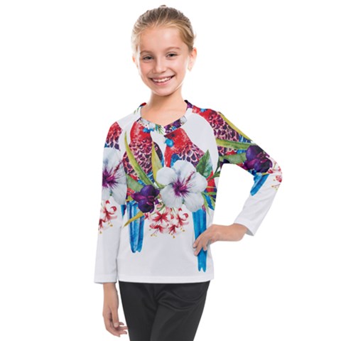 Tropical Parrots Kids  Long Mesh Tee by goljakoff