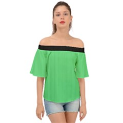 Algae Green & Black -  Off Shoulder Short Sleeve Top by FashionLane