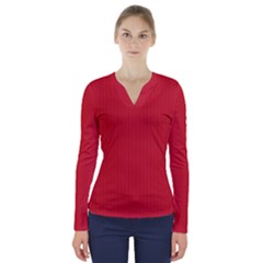 Amaranth Red & Black - V-neck Long Sleeve Top by FashionLane