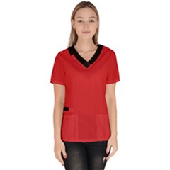 Amaranth Red & Black - Women s V-neck Scrub Top by FashionLane