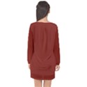 Berry Red & White - Long Sleeve Chiffon Shift Dress  View2