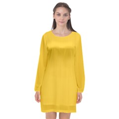 Dandelion Yellow & White - Long Sleeve Chiffon Shift Dress  by FashionLane
