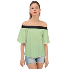 Tea Green & Black - Off Shoulder Short Sleeve Top by FashionLane
