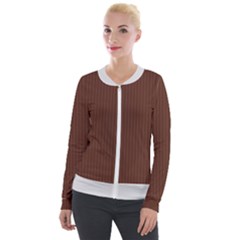 Emperador Brown & White - Velvet Zip Up Jacket by FashionLane
