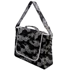 Black And White Cracked Abstract Texture Print Box Up Messenger Bag by dflcprintsclothing