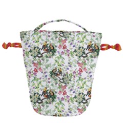Green Flora Drawstring Bucket Bag by goljakoff