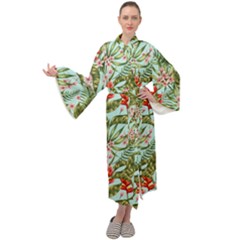 Tropical Flowers Maxi Velour Kimono by goljakoff