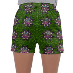 Star Over The Healthy Sacred Nature Ornate And Green Sleepwear Shorts by pepitasart