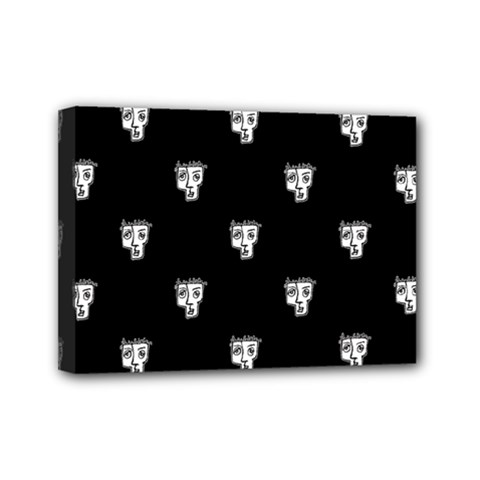 Man Head Caricature Drawing Pattern Mini Canvas 7  X 5  (stretched) by dflcprintsclothing