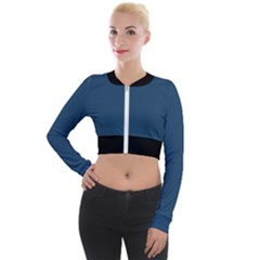 Aegean Blue - Long Sleeve Cropped Velvet Jacket by FashionLane