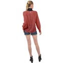 Blush Red - High Neck Long Sleeve Chiffon Top View2