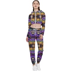 Fractal Illusion Cropped Zip Up Lounge Set by Sparkle