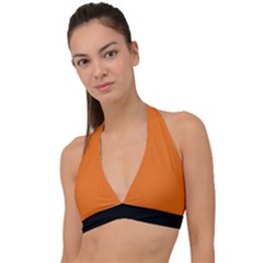 Carrot Orange - Halter Plunge Bikini Top by FashionLane