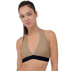 Wood Brown - Halter Plunge Bikini Top by FashionLane